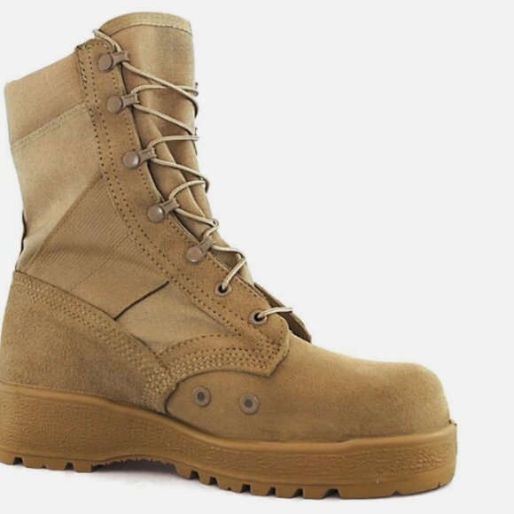 HOT WEATHER VENTED MILITARY TAN ARMY COMBAT VIBRAM SOLES sz 13R BOOTS KD 00780